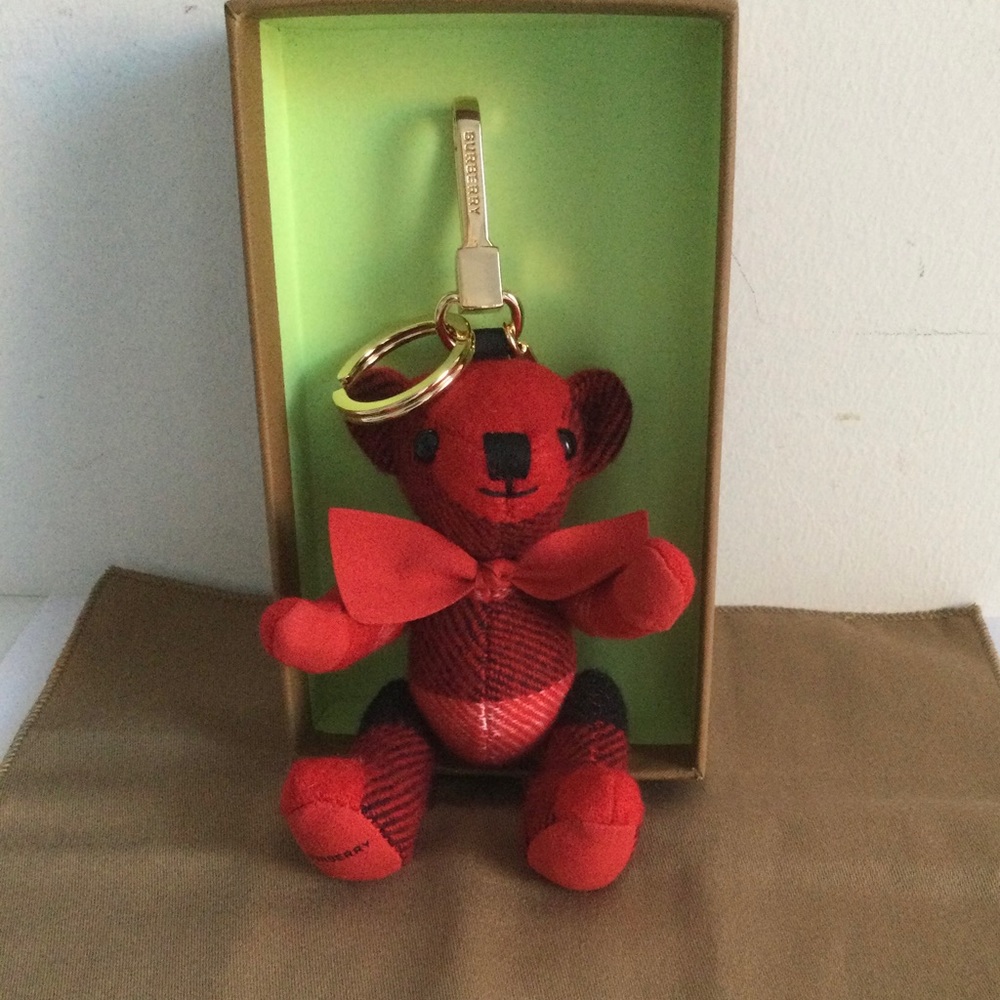Burberry Thomas Bear Keychain/Bag Charm Red w/Red Bow